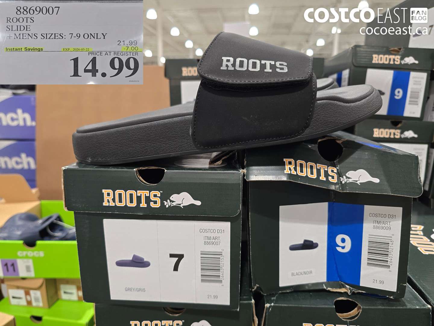 886907 ROOTS SLIDE + MENS SIZES: 7-9 ONLY ($7.00 INSTANT SAVINGS EXPIRES ON 2026-03-22) $14.99