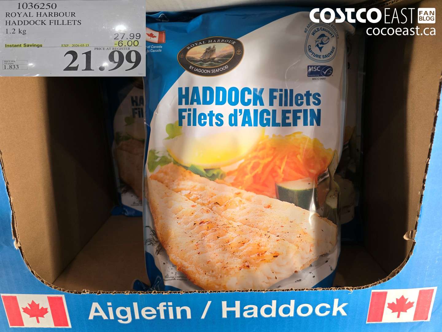 1036250 ROYAL HARBOUR HADDOCK FILLETS 1.2 KG ($6.00 INSTANT SAVINGS EXPIRES ON 2026-03-15) $21.99