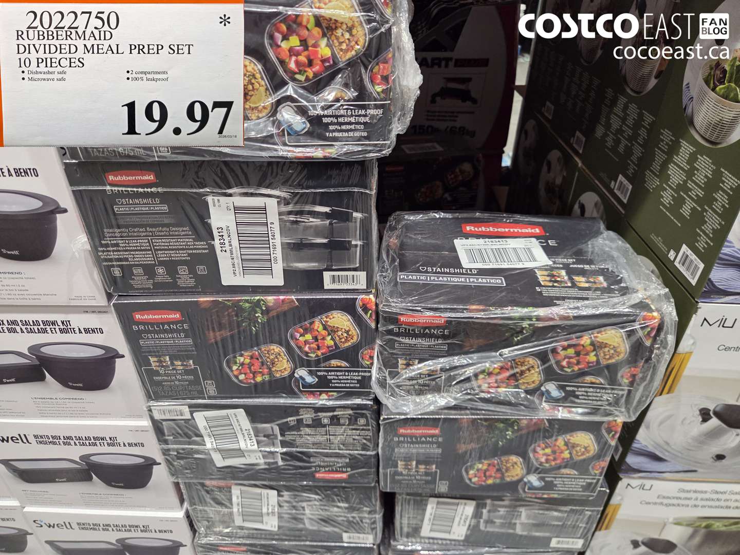 2022750 RUBBERMAID DIVIDED MEAL PREP SET 10 PIECES $19.97