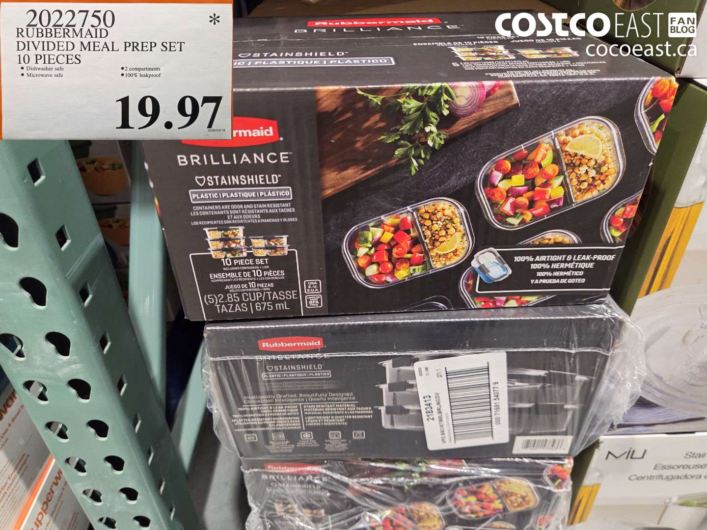 2022750 RUBBERMAID DIVIDED MEAL PREP SET 10 PIECES $19.97