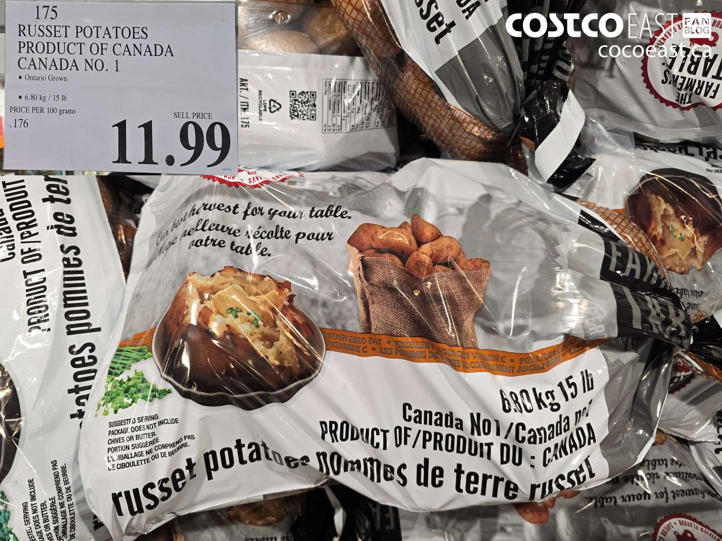 175 RUSSET POTATOES PRODUCT OF CANADA CANADA NO. 1 $11.99