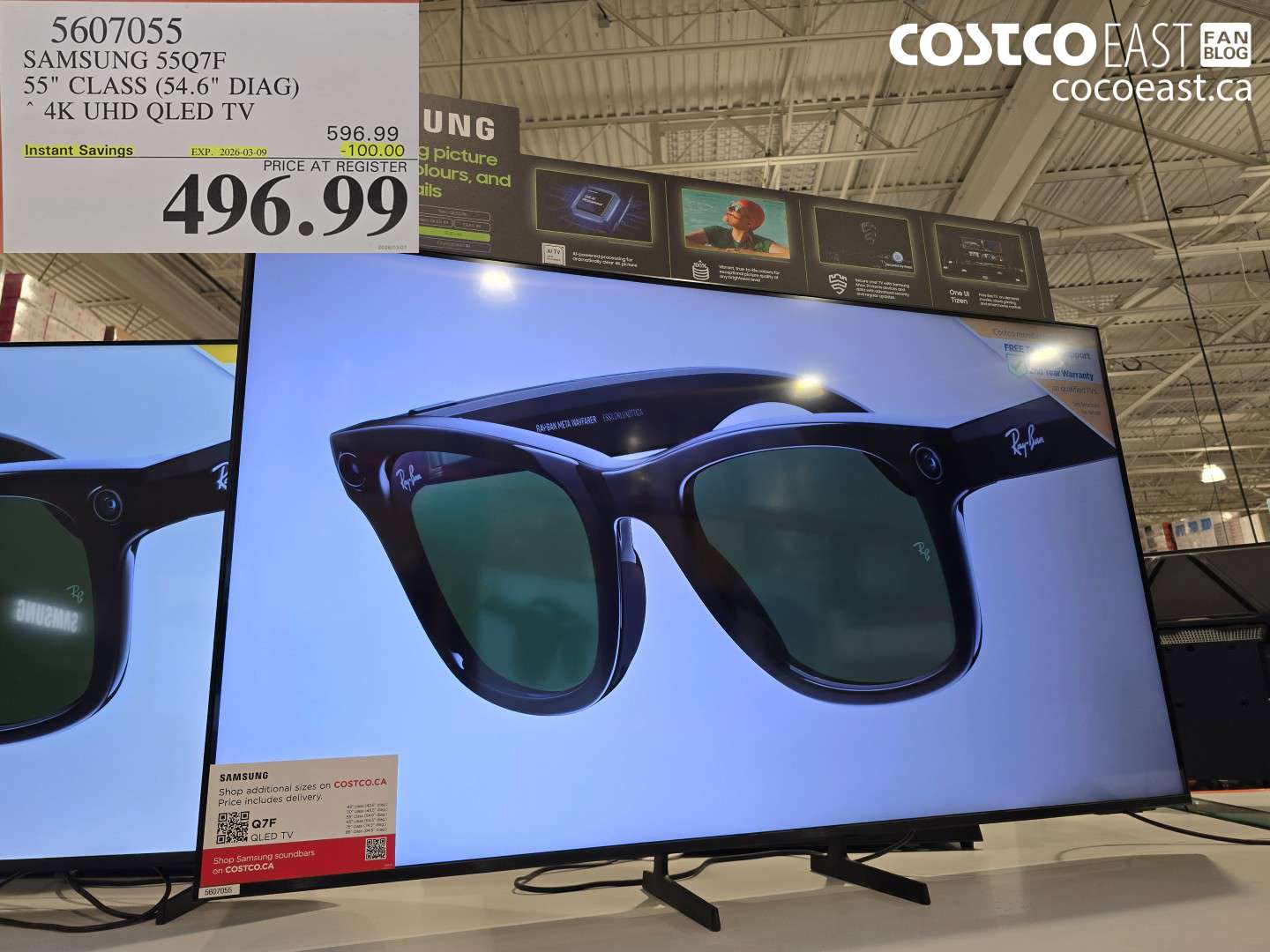 5607055 SAMSUNG 55QF 55 CLASS 54.6 DIAG 4K UHD QLED TV ($100.00 INSTANT SAVINGS EXPIRES ON 2026-03-09) $496.99