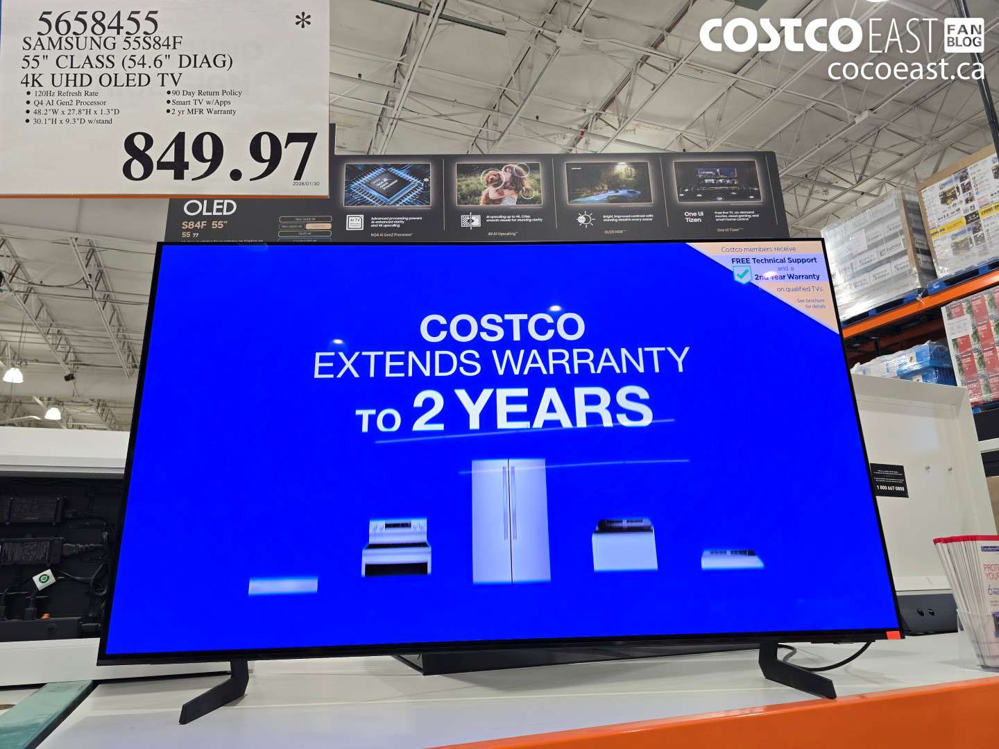 5658455 SAMSUNG 55S84F 55 CLASS (54.6 DIAG) 4K UHD OLED TV $849.97