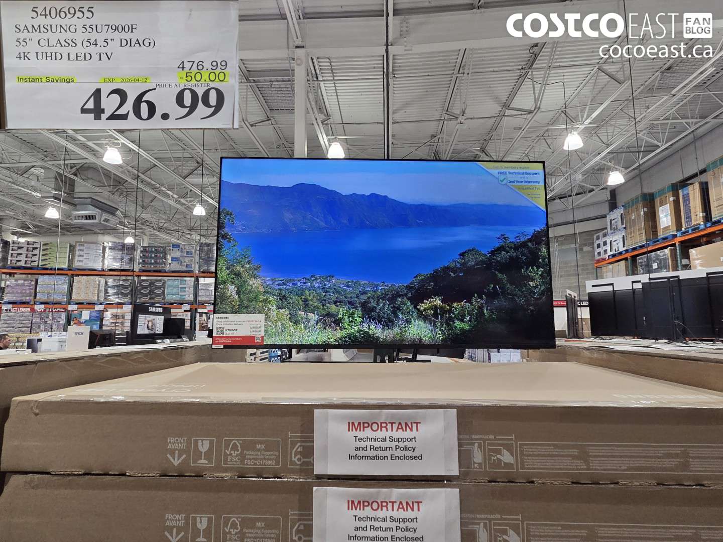 5406955 SAMSUNG 55U7900F 55 CLASS (54.5 DIAG) 4K UHD LED TV ($50.00 INSTANT SAVINGS EXPIRES ON 2026-04-12) $426.99