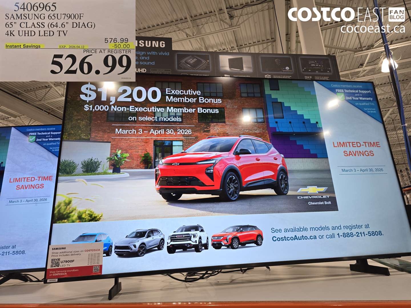 5406965 SAMSUNG 65U7900F 65 CLASS (64.6 DIAG) 4K UHD LED TV ($50.00 INSTANT SAVINGS EXPIRES ON 2026-04-12) $526.99