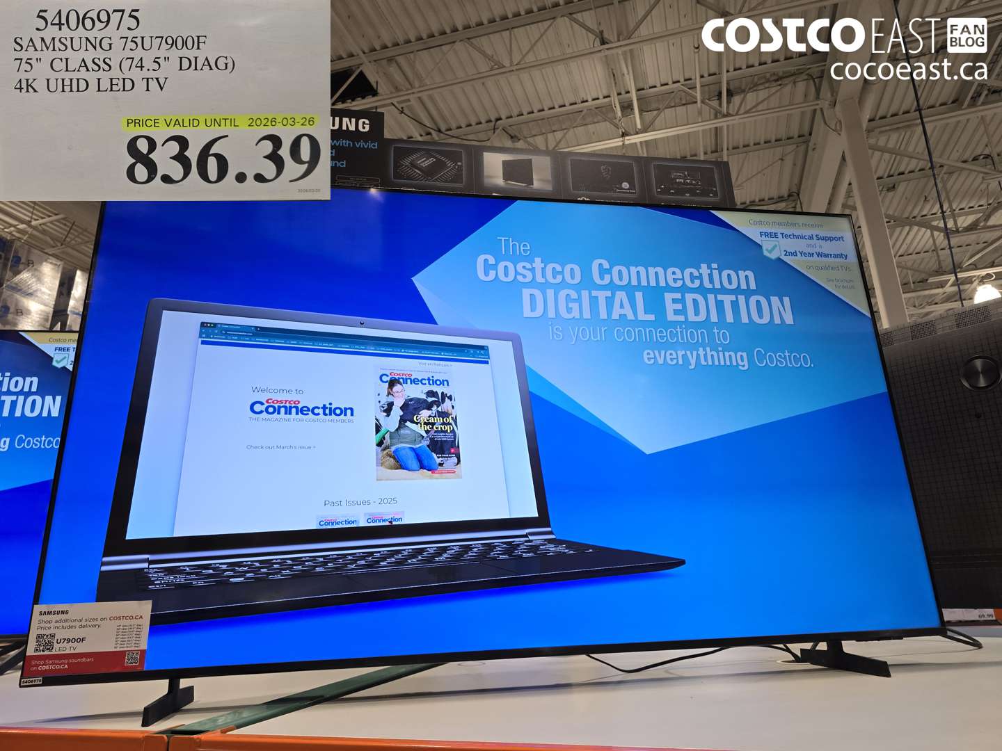 5406975 SAMSUNG 75U7900F 75 INCH CLASS (74.5 DIAG) 4K UHD LED TV $836.39