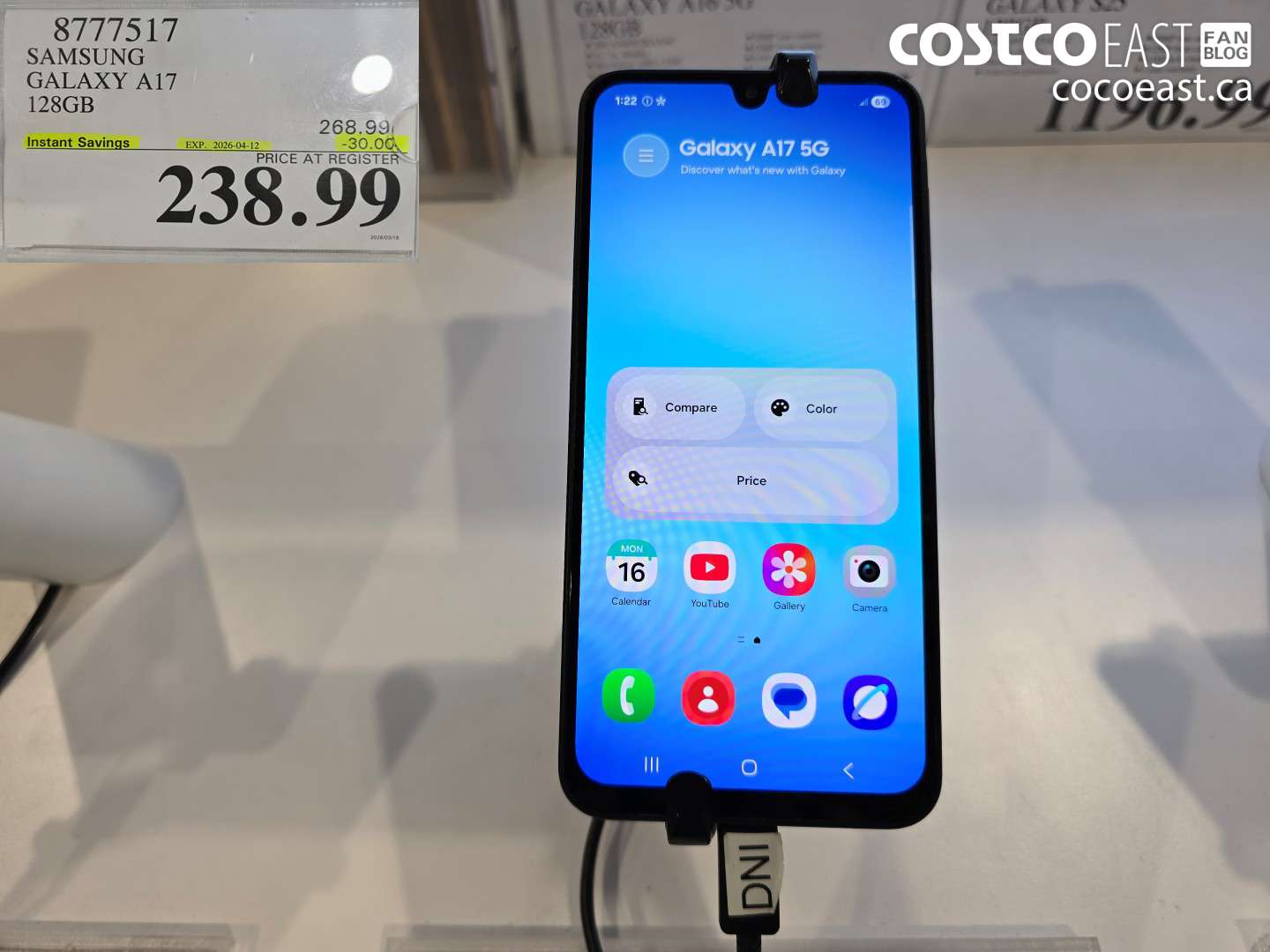 8777517 SAMSUNG GALAXY A17 128GB ($30.00 INSTANT SAVINGS EXPIRES ON 2026-04-12) $238.99