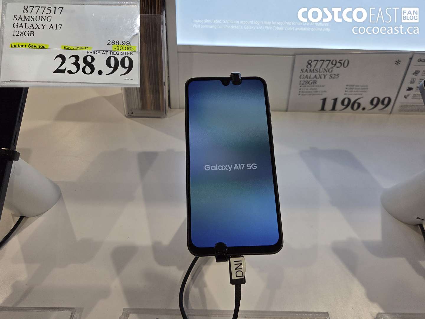 8777517 SAMSUNG GALAXY A17 128GB ($30.00 INSTANT SAVINGS EXPIRES ON 2026-04-12) $238.99