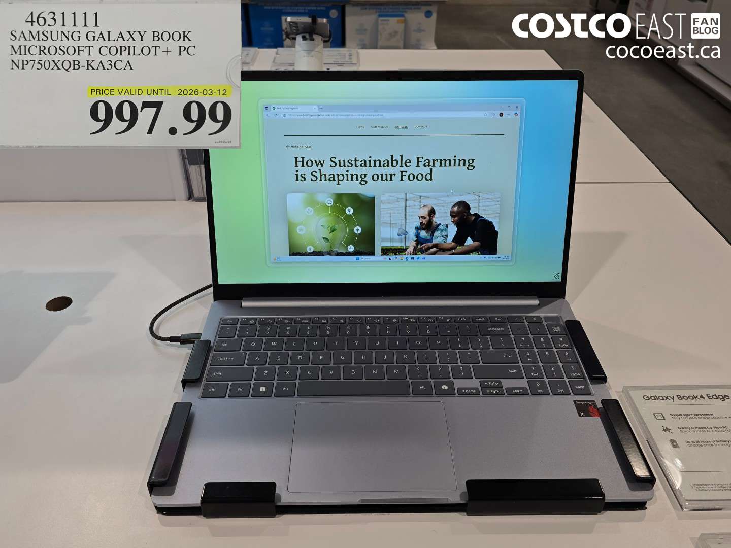 4631111 SAMSUNG GALAXY BOOK MICROSOFT COPILOT + PC NP750QXB-KA3CA $997.99