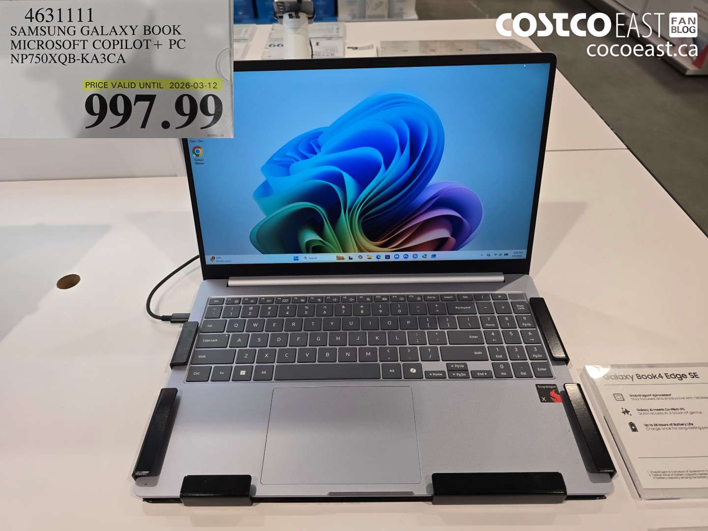 46311111 SAMSUNG GALAXY BOOK MICROSOFT COPILOT + PC NP750XQQB-KA3CA $997.99