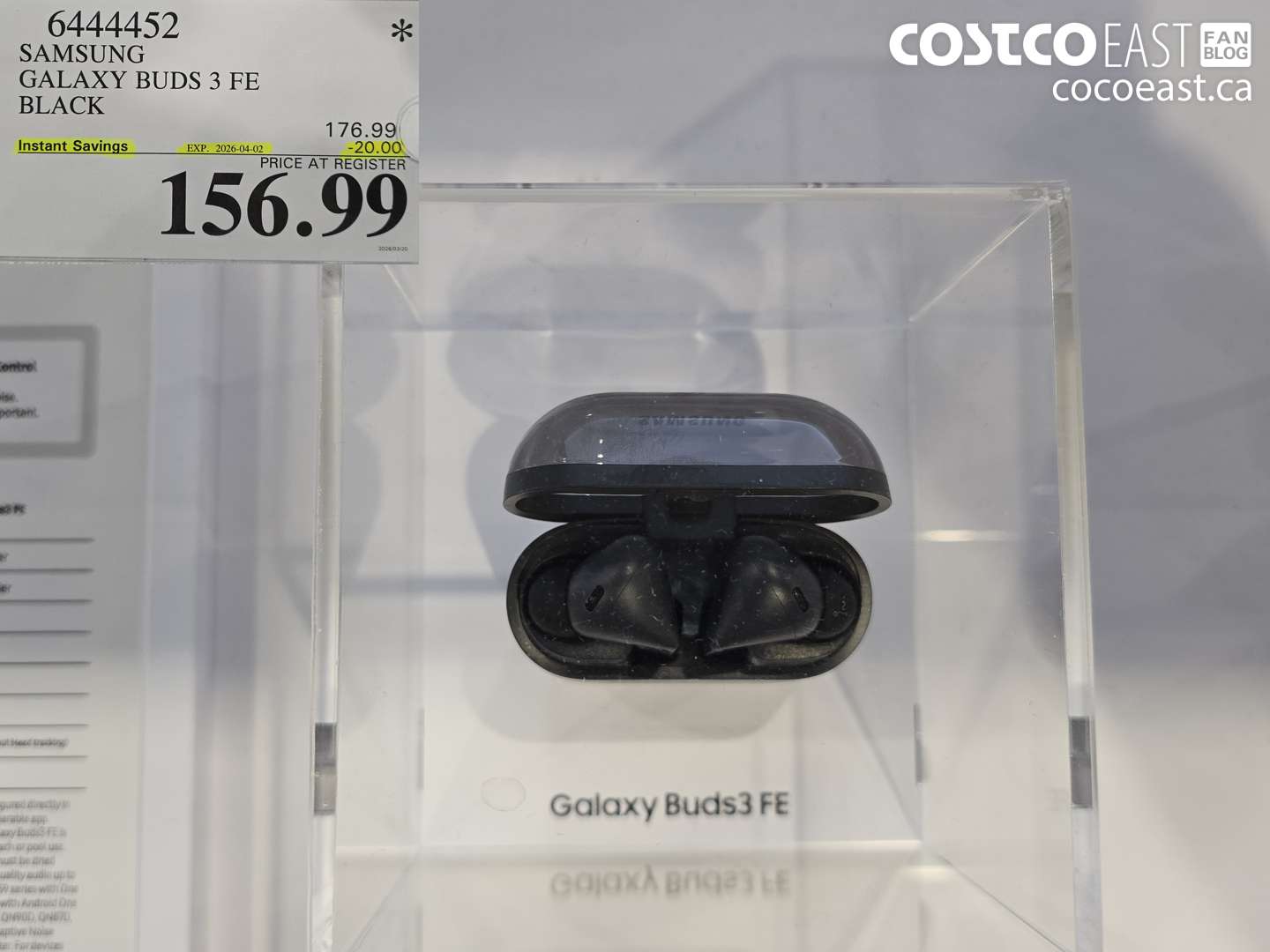 6444452 SAMSUNG GALAXY BUDS 3 FE BLACK ($20.00 INSTANT SAVINGS EXPIRES ON 2026-04-02) $156.99