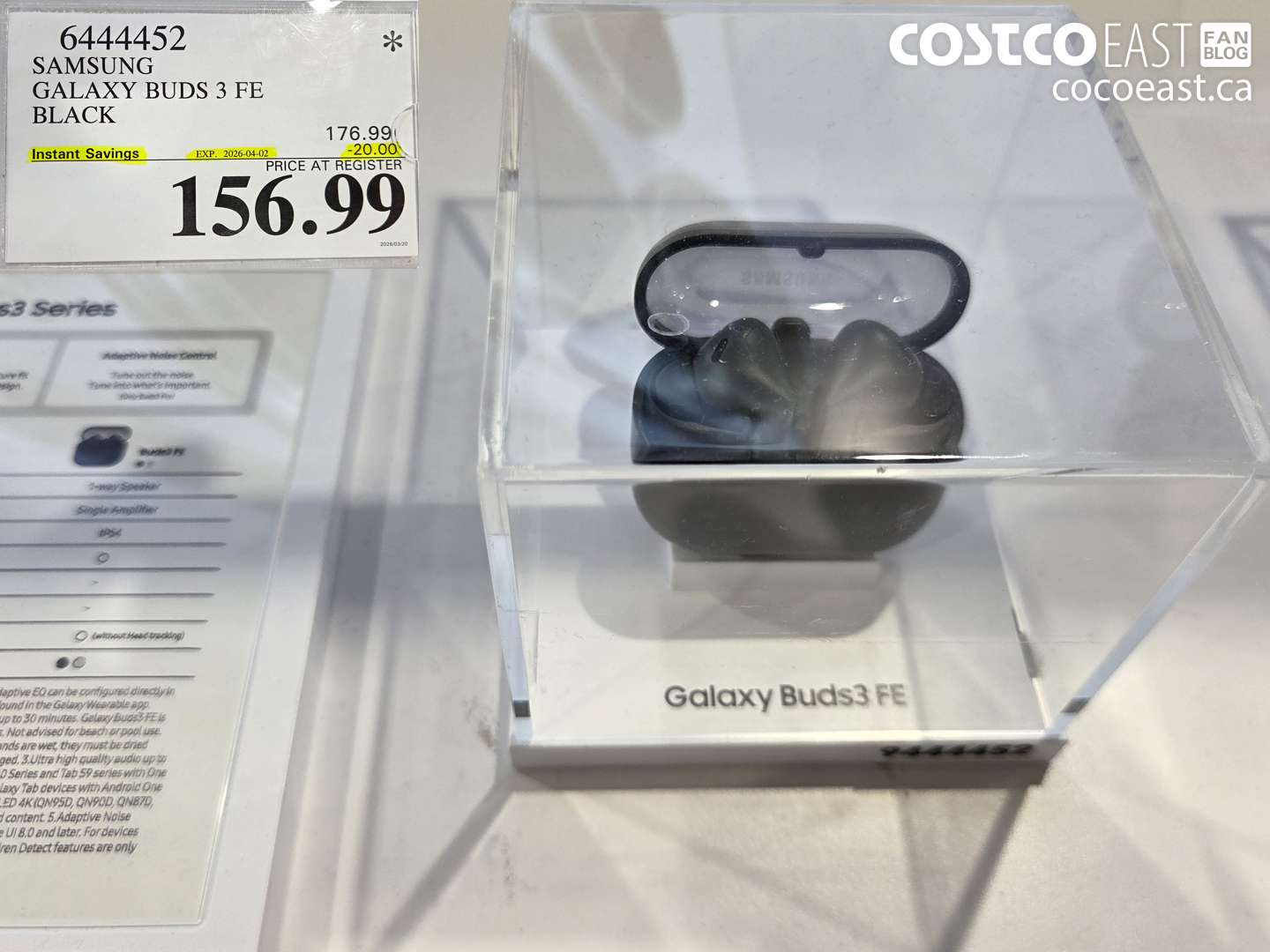 6444452 SAMSUNG GALAXY BUDS 3 FE BLACK ($20.00 INSTANT SAVINGS EXPIRES ON 2026-04-02) $156.99