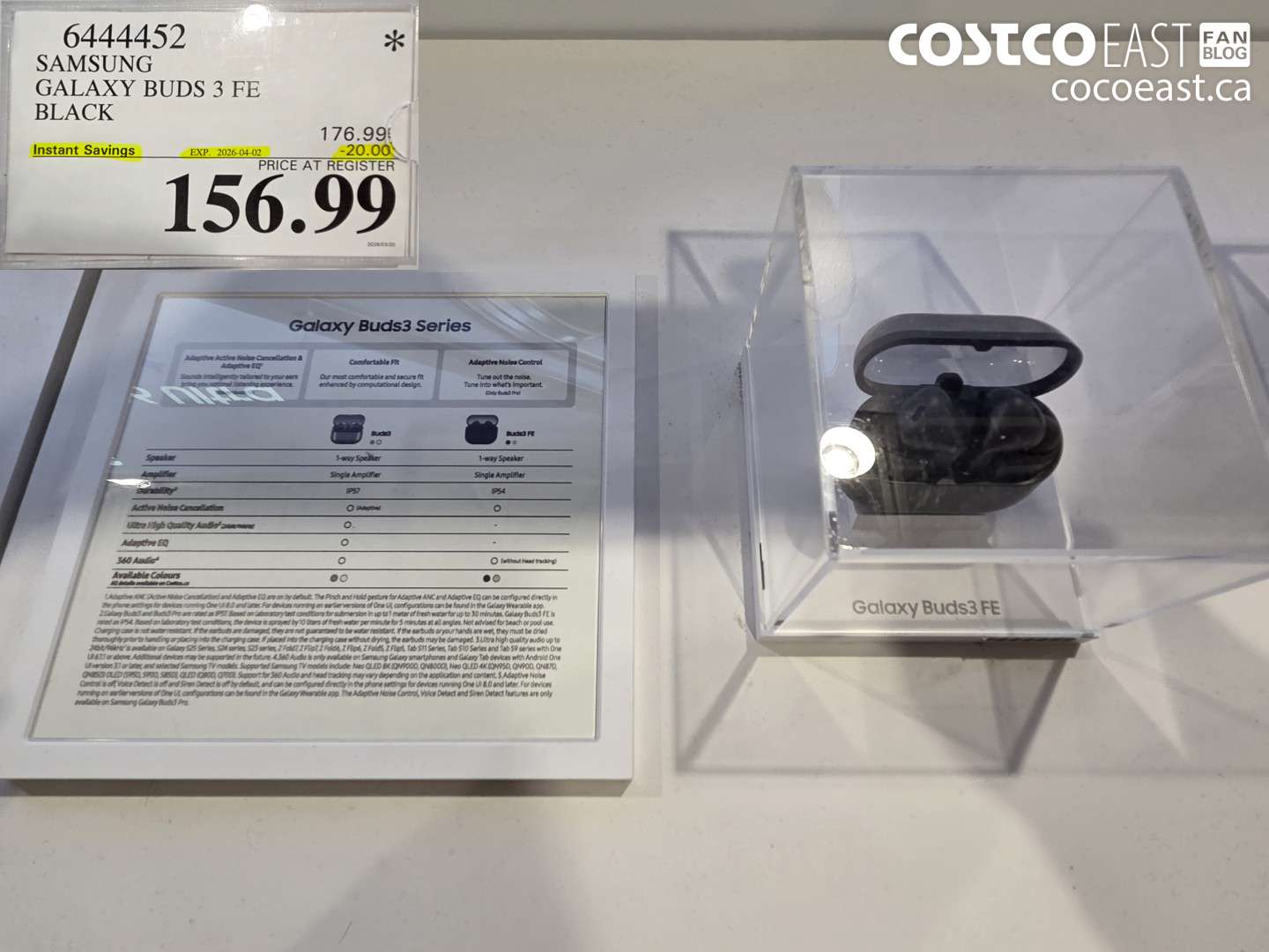 6444452 SAMSUNG GALAXY BUDS 3 FE BLACK ($20.00 INSTANT SAVINGS EXPIRES ON 2026-04-02) $156.99