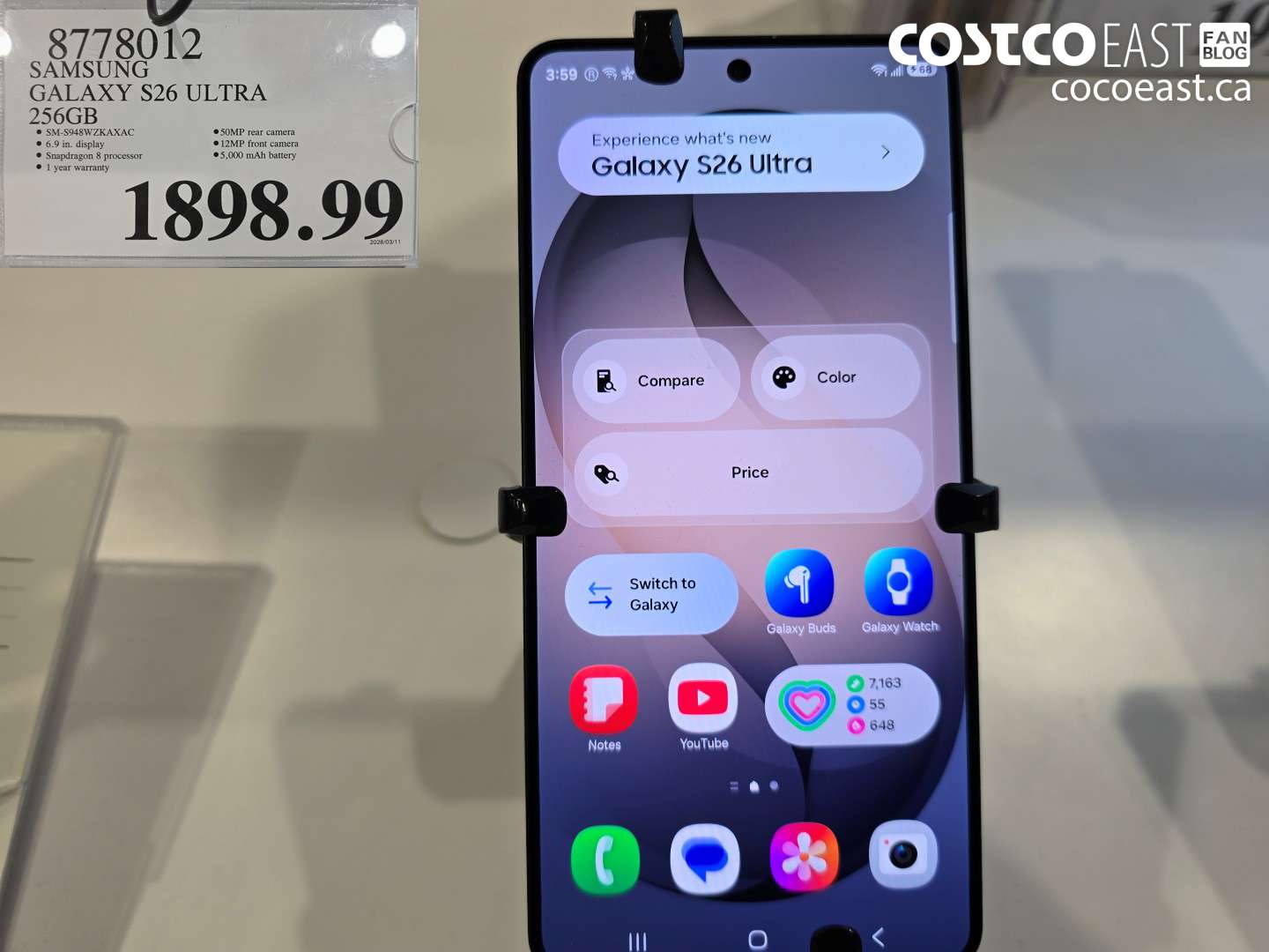 8778012 SAMSUNG GALAXY S26 ULTRA 256GB $1898.99