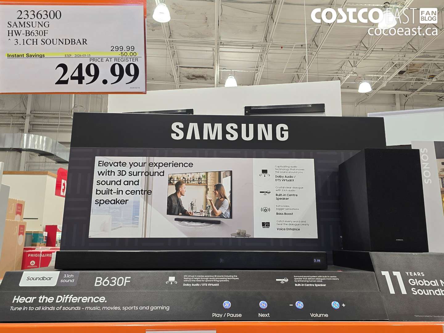 2336300 SAMSUNG HW-B630F 3.1CH SOUNDBAR ($50.00 INSTANT SAVINGS EXPIRES ON 2026-03-15) $249.99