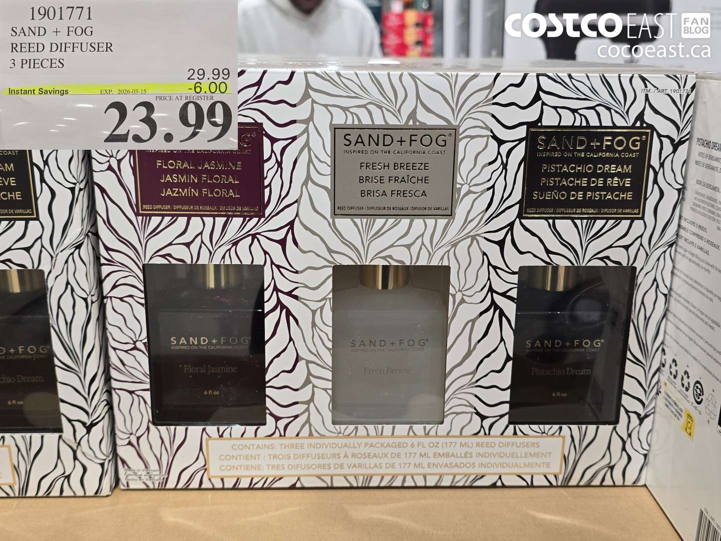1901771 SAND + FOG REED DIFFUSER 3 PIECES ($6.00 INSTANT SAVINGS EXPIRES ON 2026-03-15) $23.99