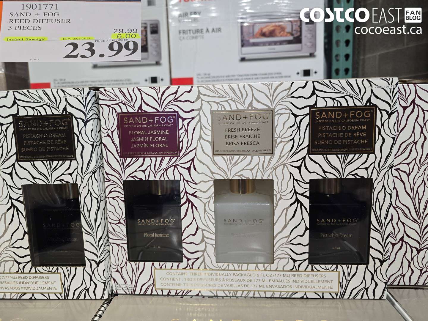 1901771 SAND + FOG REED DIFFUSER 3 PIECES ($6.00 INSTANT SAVINGS EXPIRES ON 2026-03-15) $23.99