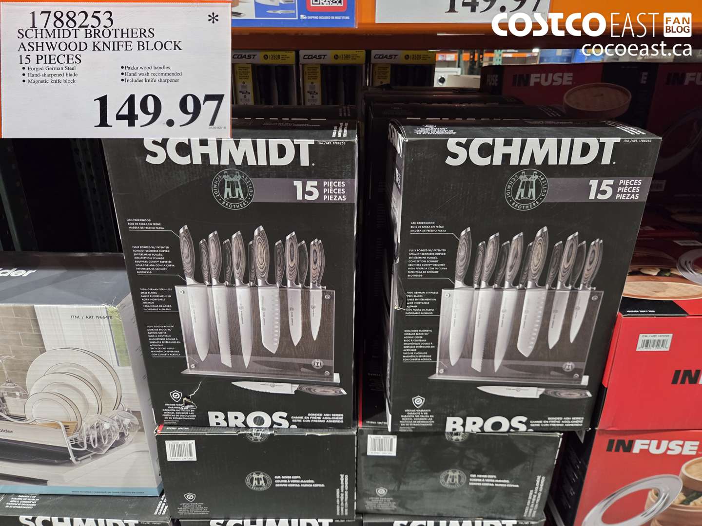 1788253 SCHMIDT BROTHERS ASHWOOD KNIFE BLOCK 15 PIECES $149.97