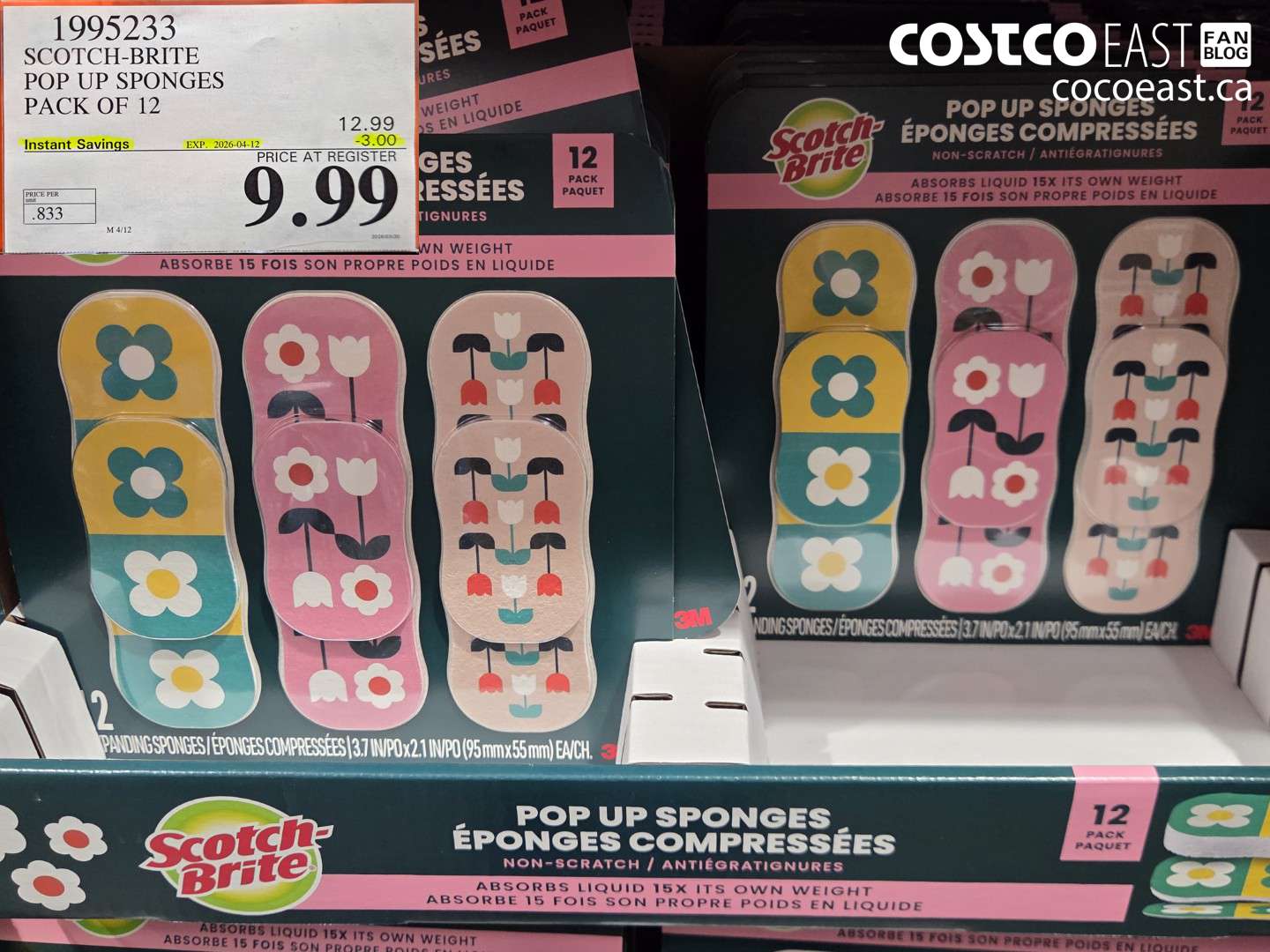 1995233 SCOTCH-BRITE POP UP SPONGES PACK OF 12 ($3.00 INSTANT SAVINGS EXPIRES ON 2026-04-12) $9.99