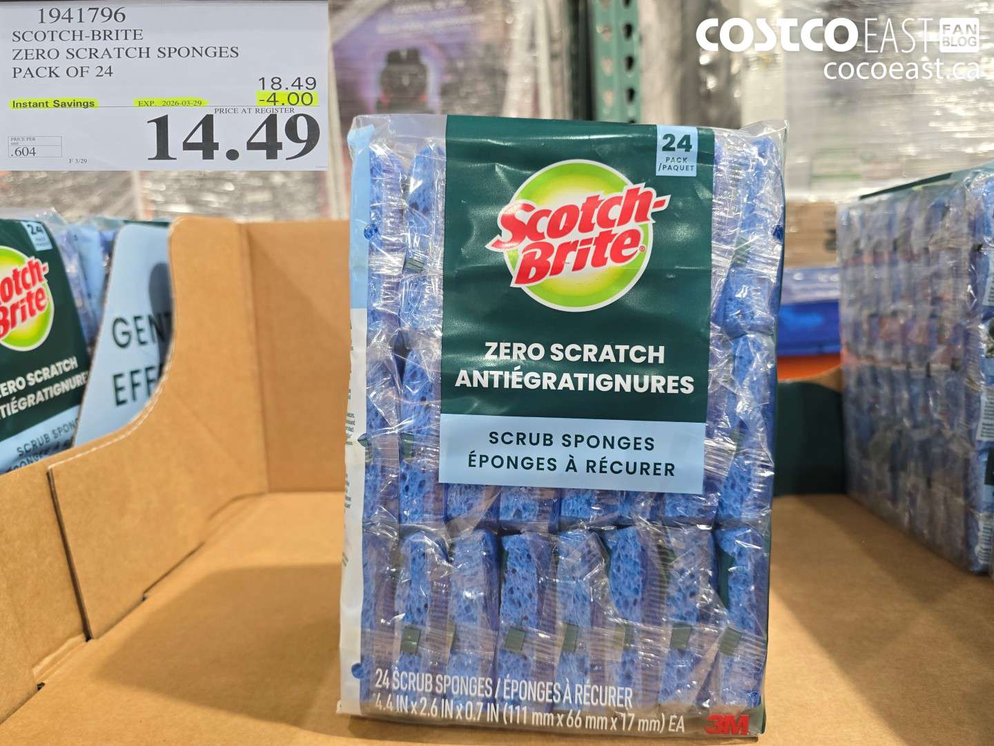 1941796 SCOTCH-BRITE ZERO SCRATCH SPONGES PACK OF 24 ($4.00 INSTANT SAVINGS EXPIRES ON 2026-03-29) $14.49