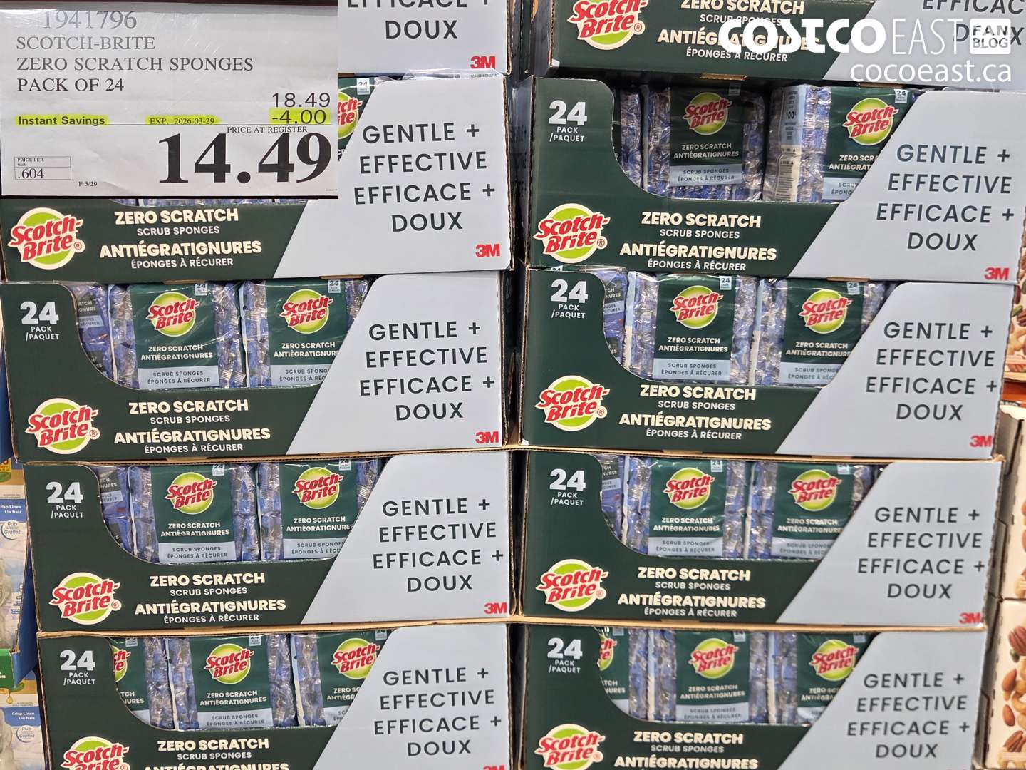 1941796 SCOTCH-BRITE ZERO SCRATCH SPONGES PACK OF 24 ($4.00 INSTANT SAVINGS EXPIRES ON 2026-03-29) $14.49