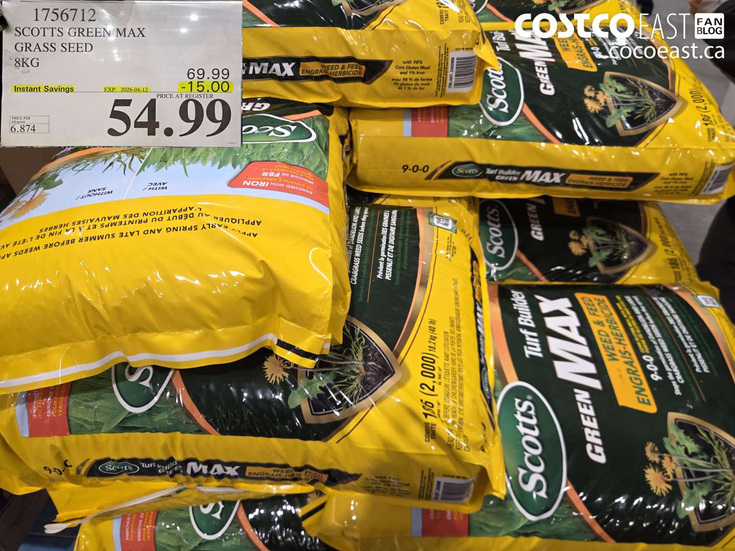 1756712 SCOTTS GREEN MAX GRASS SEED 8KG ($15.00 INSTANT SAVINGS EXPIRES ON 2026-04-12) $54.99