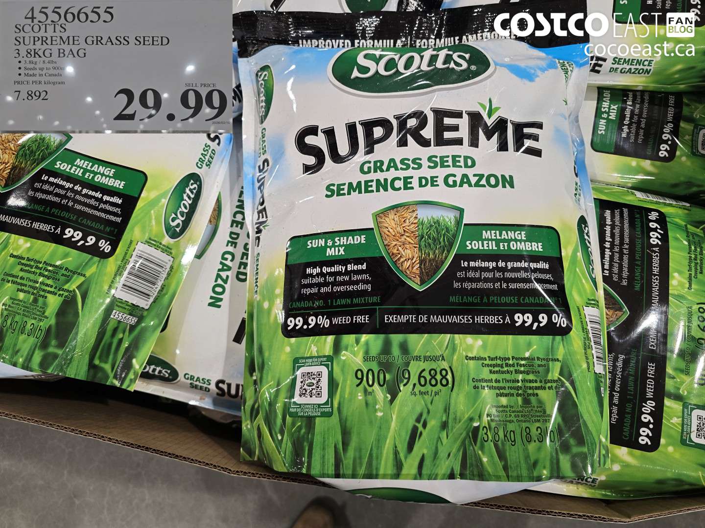 4556655 SCOTTS SUPREME GRASS SEED 3.8KG BAG $29.99