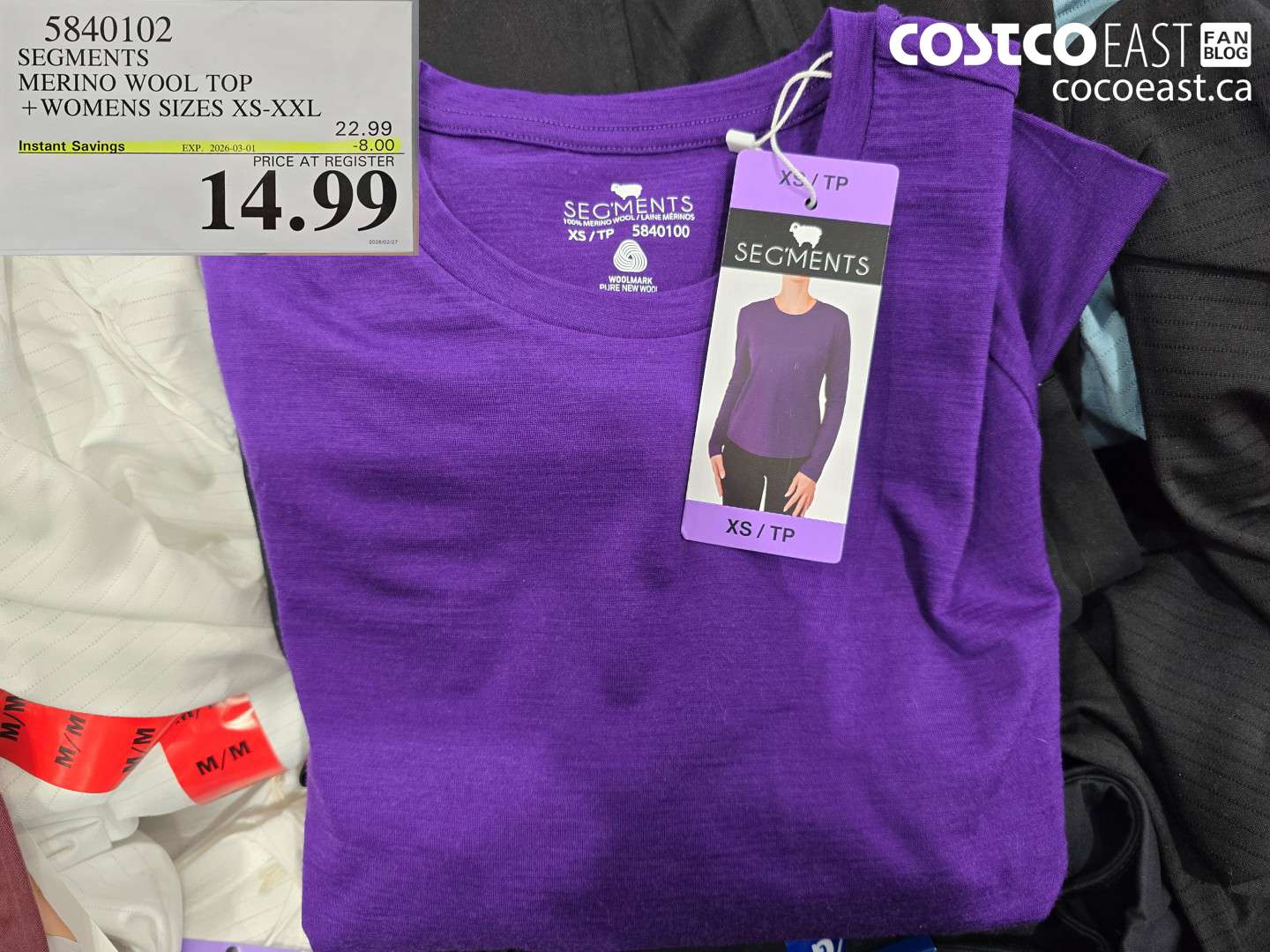 5840102 SEGMENTS MERINO WOOL TOP + WOMENS SIZES XS-XXL ($8.00 INSTANT SAVINGS EXPIRES ON 2026-03-01) $14.99