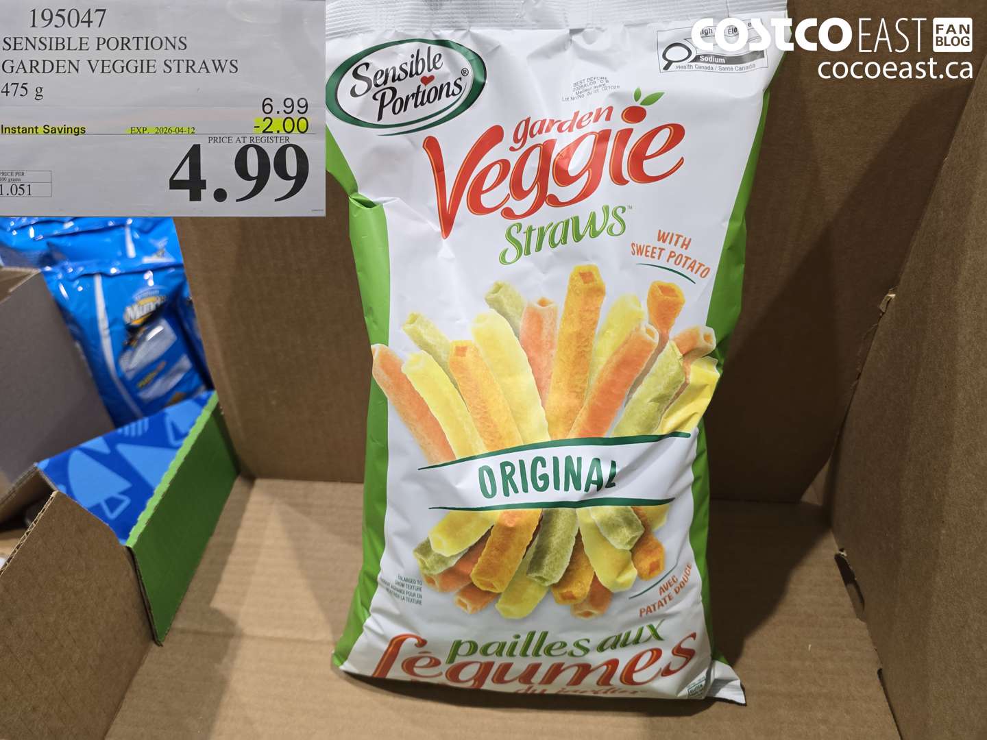 195047 SENSIBLE PORTIONS GARDEN VEGGIE STRAWS 475 G ($2.00 INSTANT SAVINGS EXPIRES ON 2026-04-12) $4.99
