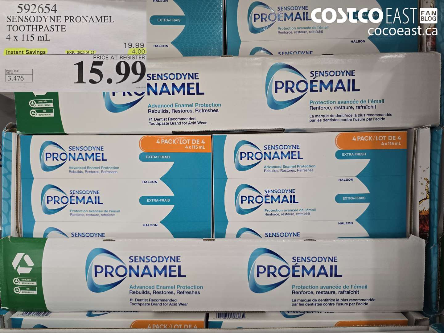 592654 SENSODYNE PRONAMEL TOOTHPASTE 4 X 115 ML ($4.00 INSTANT SAVINGS EXPIRES ON 2026-03-22) $15.99