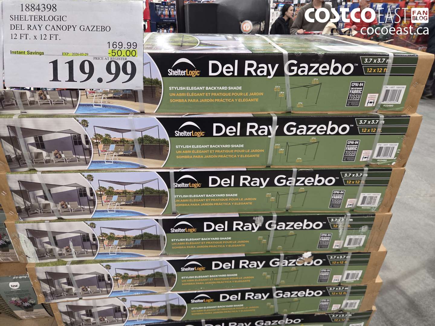 1884398 SHELTERLOGIC DEL RAY CANOPY GAZEBO 12 FT X 12 FT ($50.00 INSTANT SAVINGS EXPIRES ON 2026-03-29) $119.99