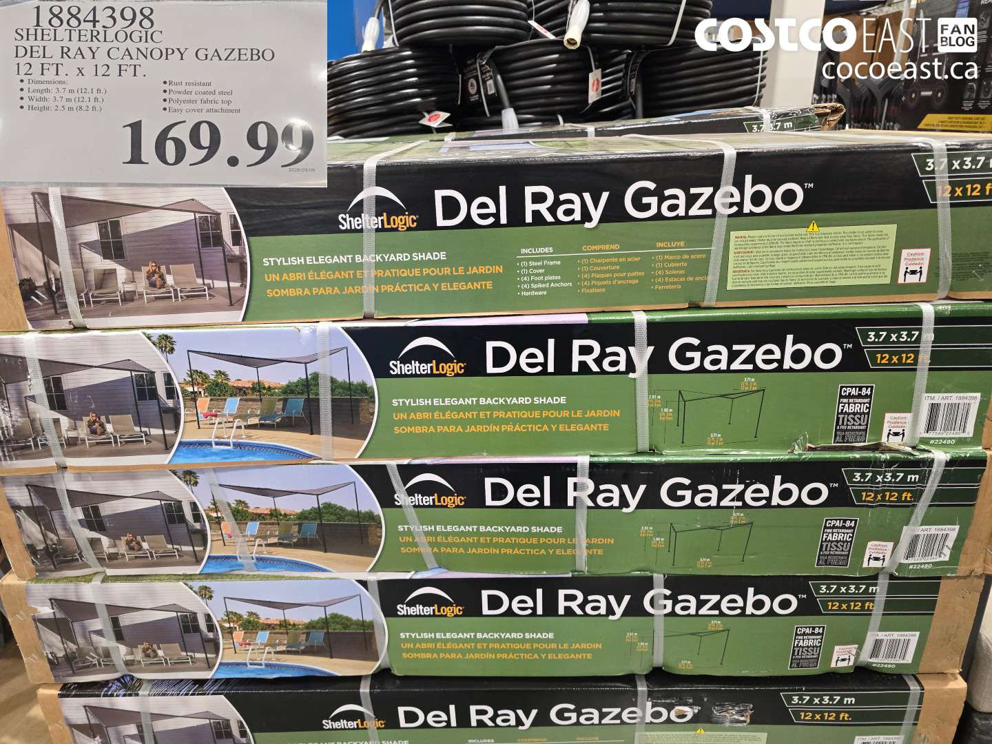 1884398 SHELTERLOGIC DEL RAY CANOPY GAZEBO 12 FT. x 12 FT. $169.99