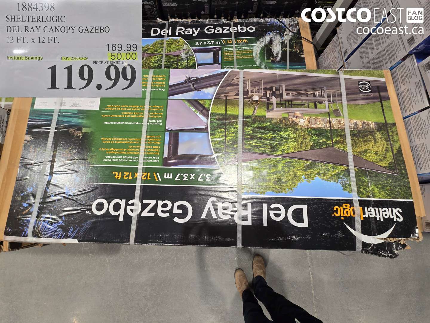 1884398 SHELTERLOGIC DEL RAY CANOPY GAZEBO 12 FT. x 12 FT. ($50.00 INSTANT SAVINGS EXPIRES ON 2026-03-29) $119.99