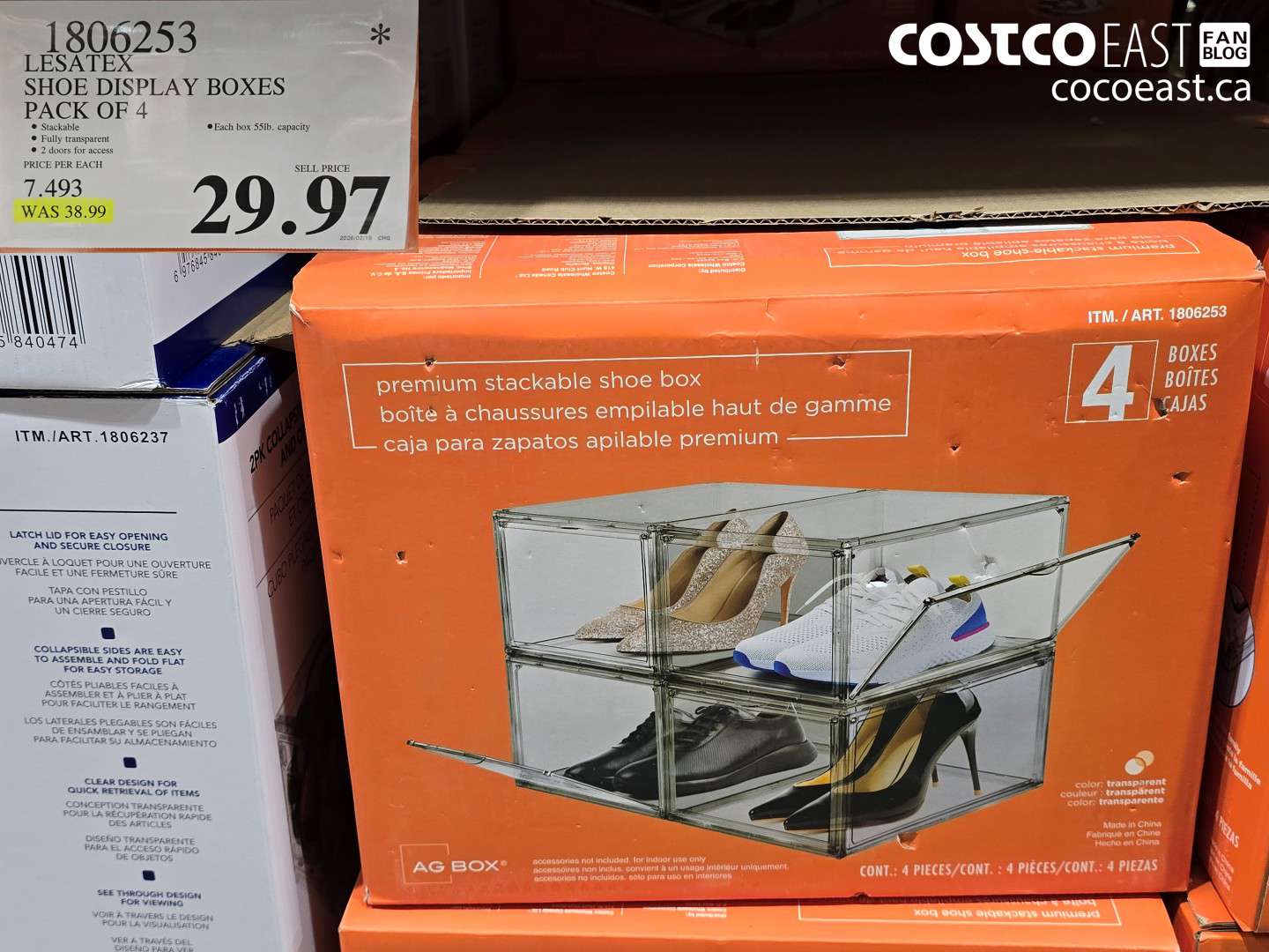 1806253 SHOE DISPLAY BOXES PACK OF 4 $29.97