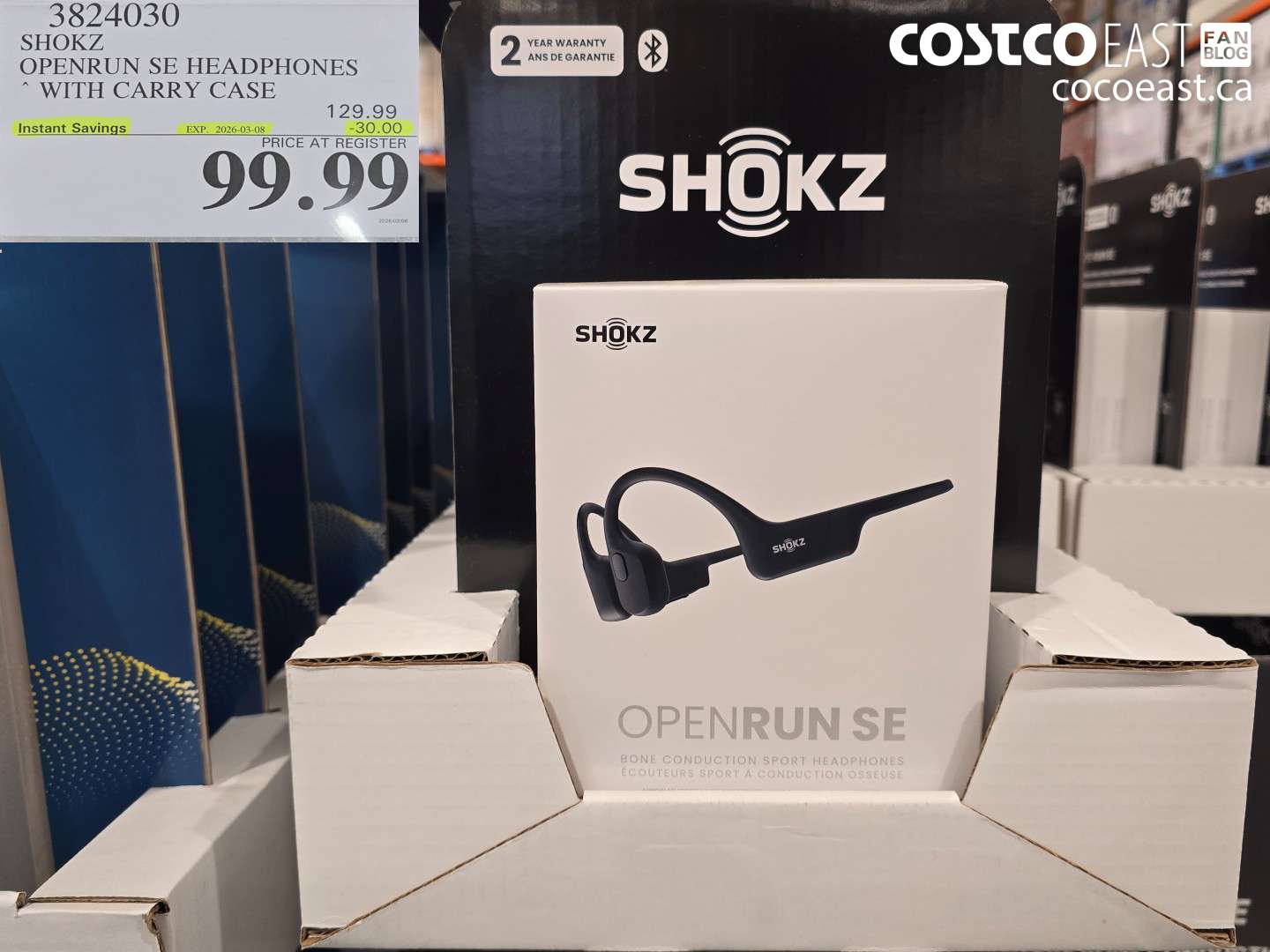3824030 SHOKZ OPENRUN SE HEADPHONES WITH CARRY CASE ($30.00 INSTANT SAVINGS EXPIRES ON 2026-03-08) $99.99