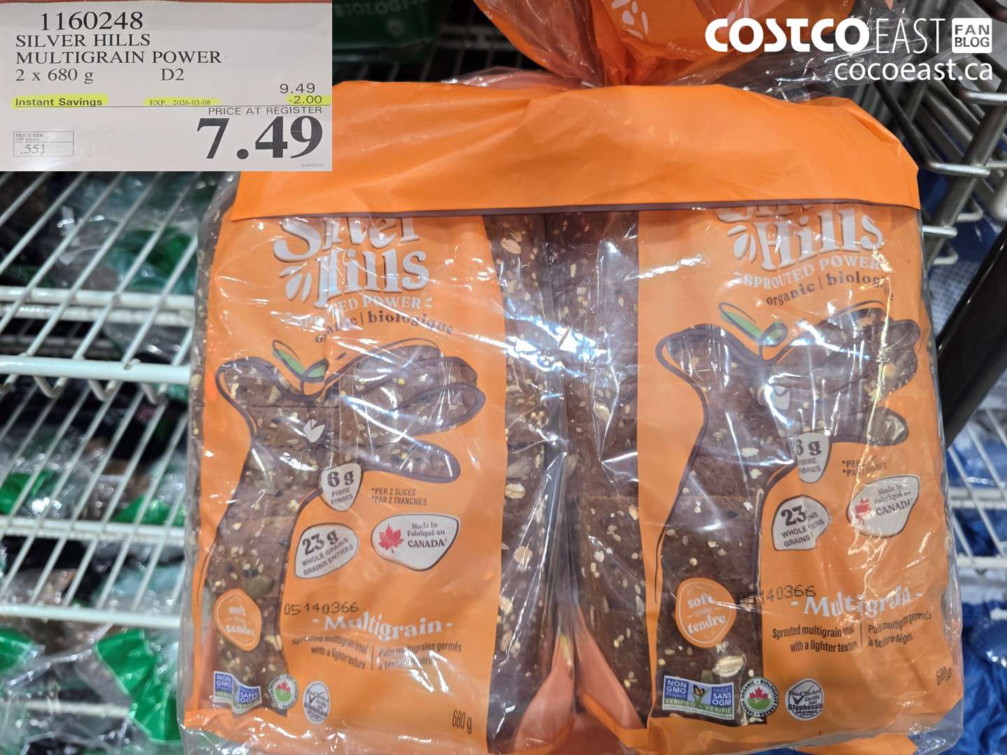 1160248 SILVER HILLS MULTIGRAIN POWER 2 X 680 G ($2.00 INSTANT SAVINGS EXPIRES ON 2026-03-08) $7.49