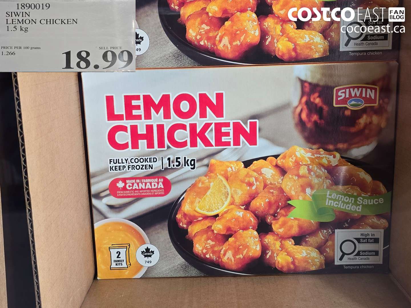 1890019 SIWIN LEMON CHICKEN 1.5 KG $18.99