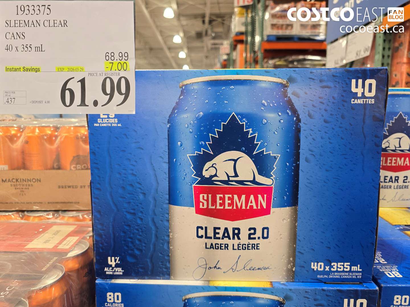 1933375 SLEEMAN CLEAR CANS ($7.00 INSTANT SAVINGS EXPIRES ON 2026-03-29) $61.99
