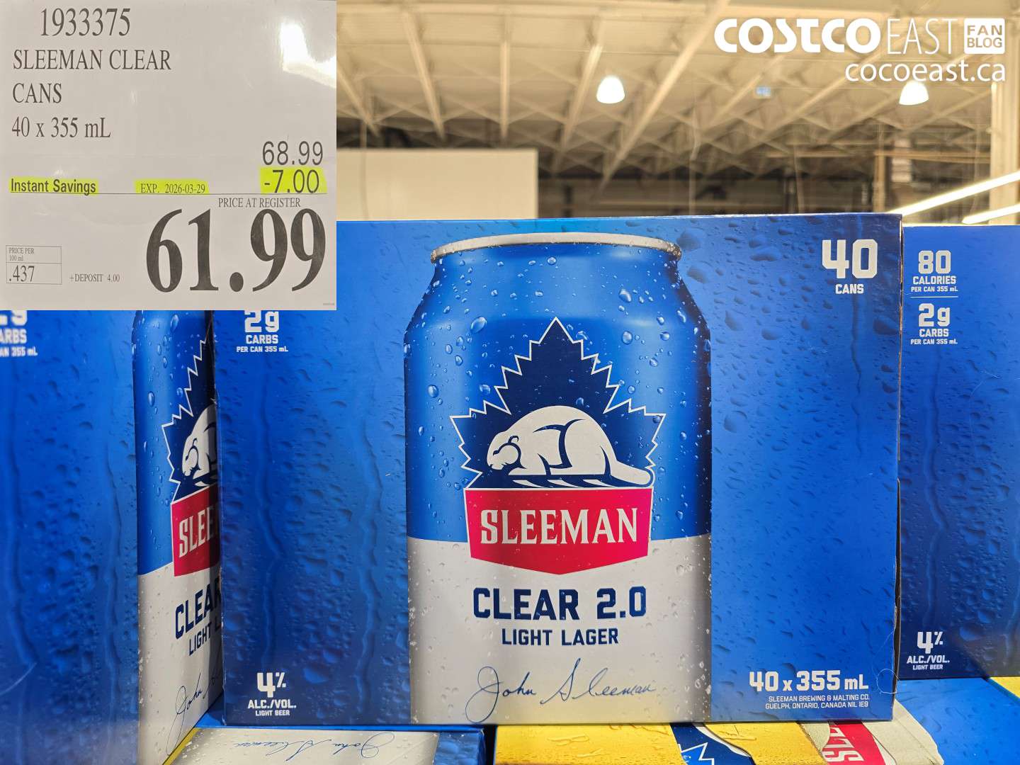 1933375 SLEEMAN CLEAR CANS 40 X 355 ML ($7.00 INSTANT SAVINGS EXPIRES ON 2026-03-29) $61.99