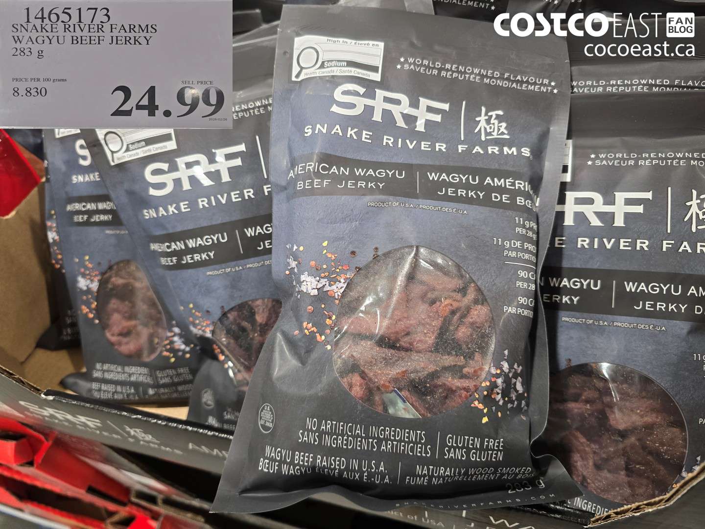 1465173 SNAKE RIVER FARMS WAGYU BEEF JERKY 283 G $24.99