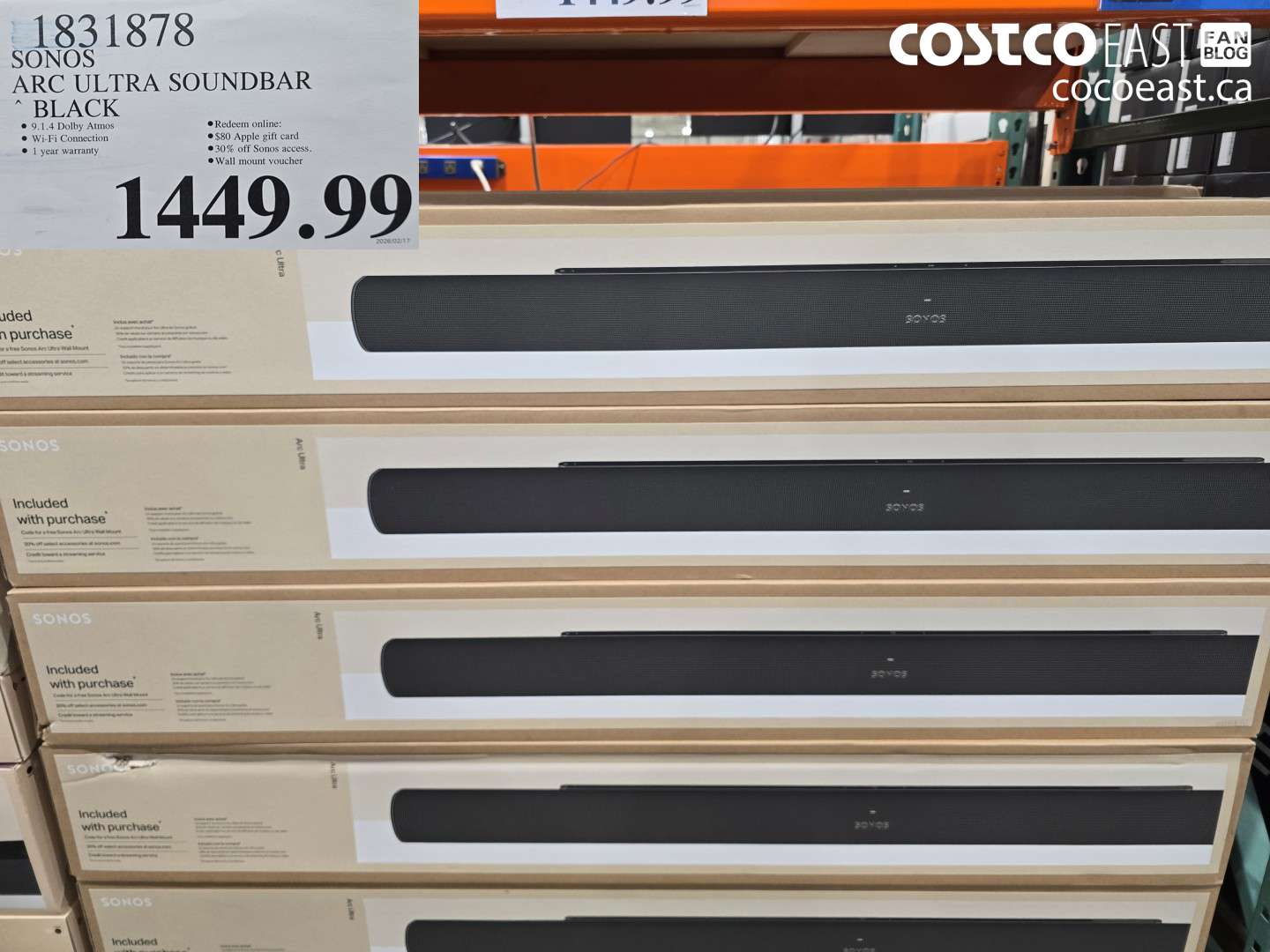 1831878 SONOS ARC ULTRA SOUNDBAR BLACK $1149.99