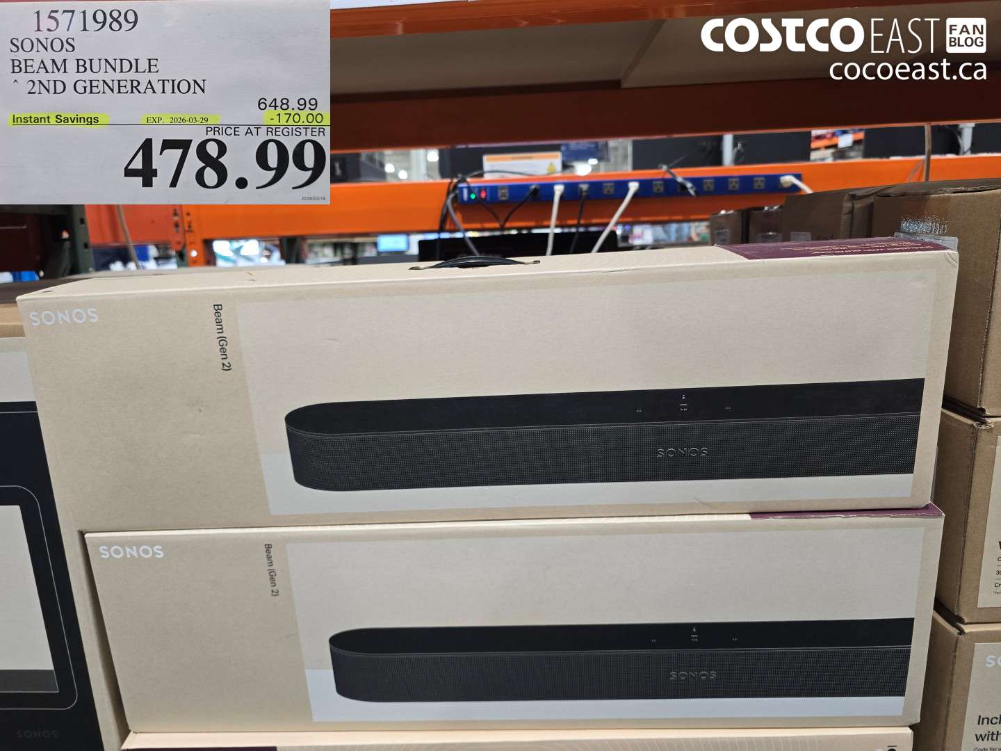 1571989 SONOS BEAM BUNDLE 2ND GENERATION ($170.00 INSTANT SAVINGS EXPIRES ON 2026-03-29) $478.99