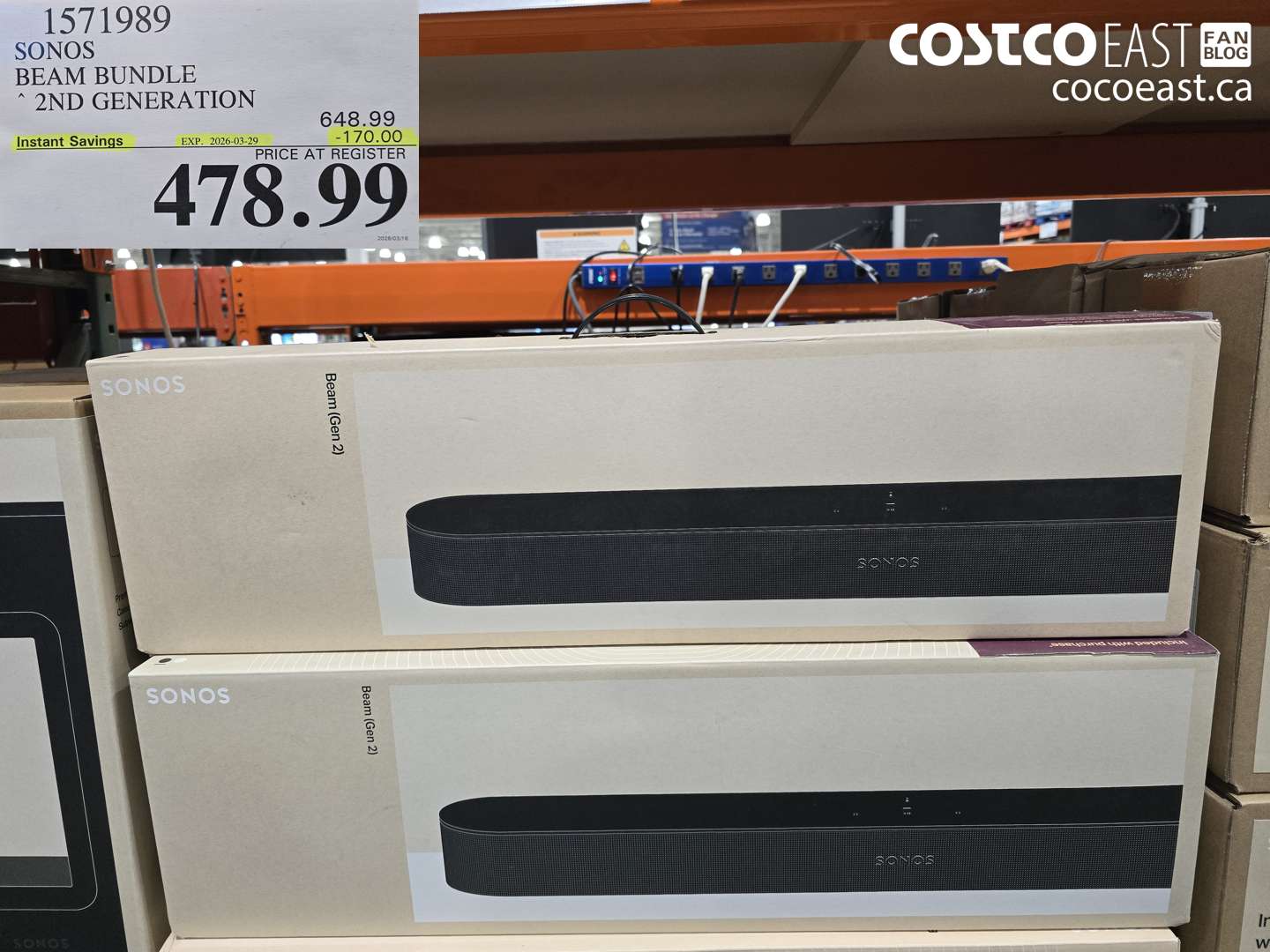 1571989 SONOS BEAM BUNDLE 2ND GENERATION ($170.00 INSTANT SAVINGS EXPIRES ON 2026-03-29) $478.99