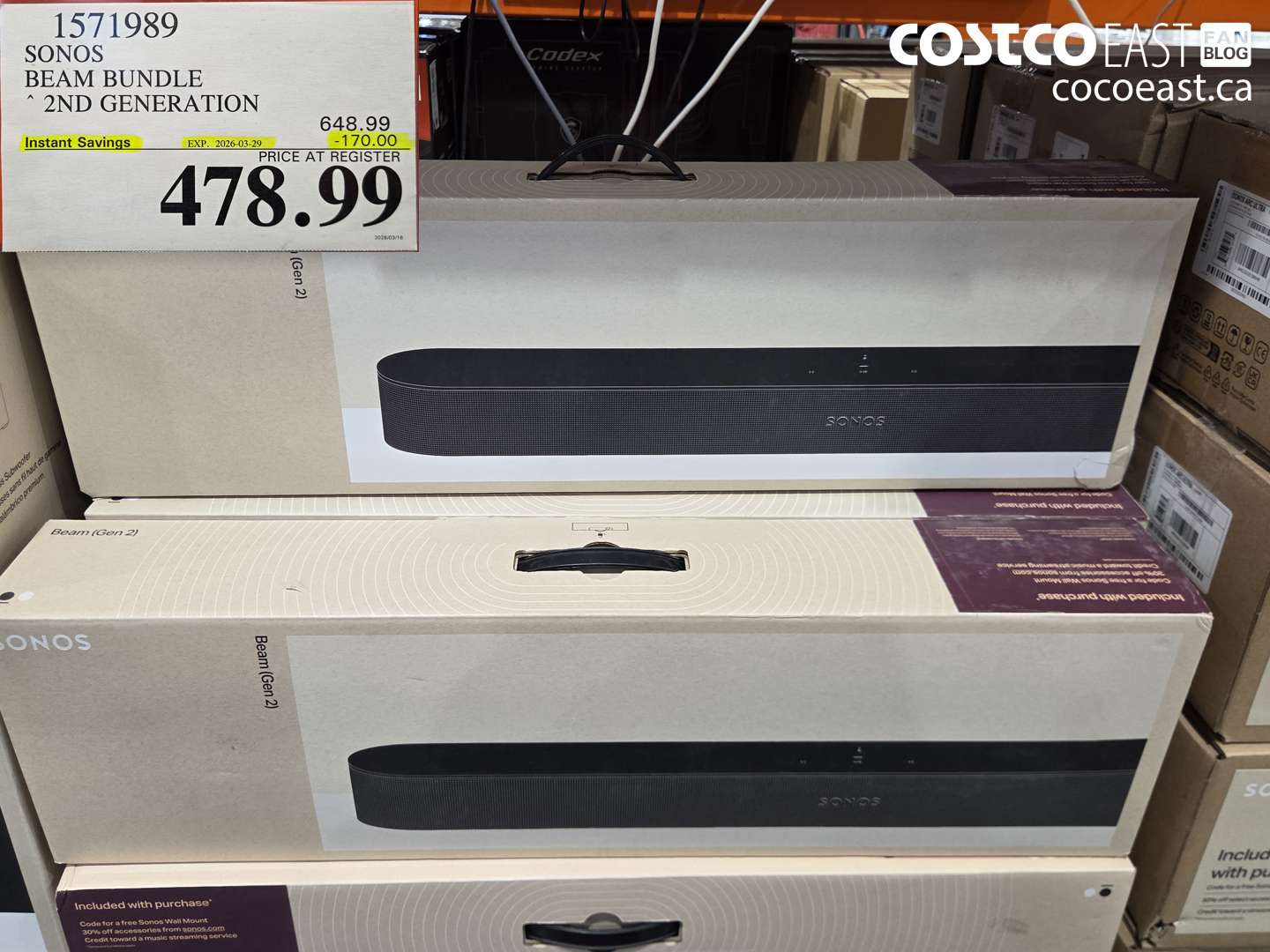 1571989 SONOS BEAM BUNDLE 2ND GENERATION ($170.00 INSTANT SAVINGS EXPIRES ON 2026-03-29) $478.99