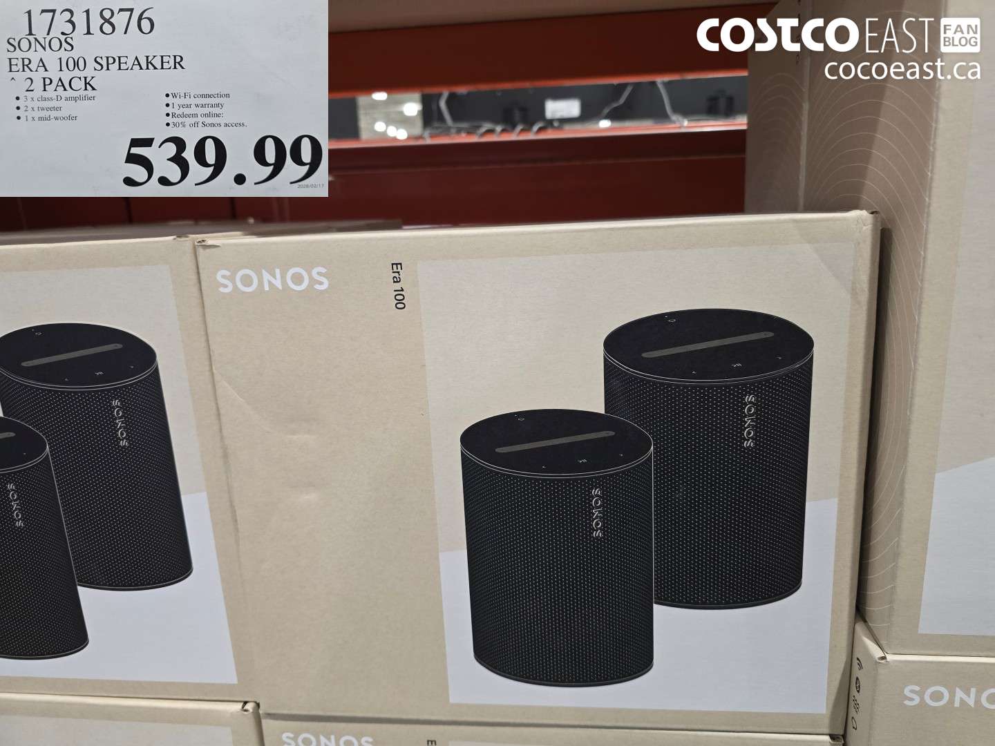 1731876 SONOS ERA 100 SPEAKER 2 PACK $539.99