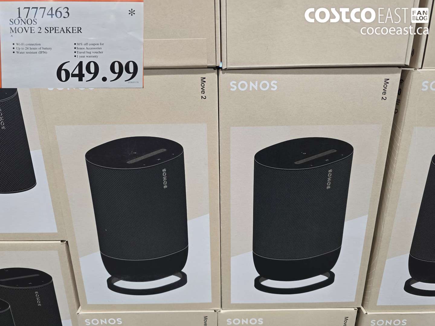 1777463 SONOS MOVE 2 SPEAKER $649.99