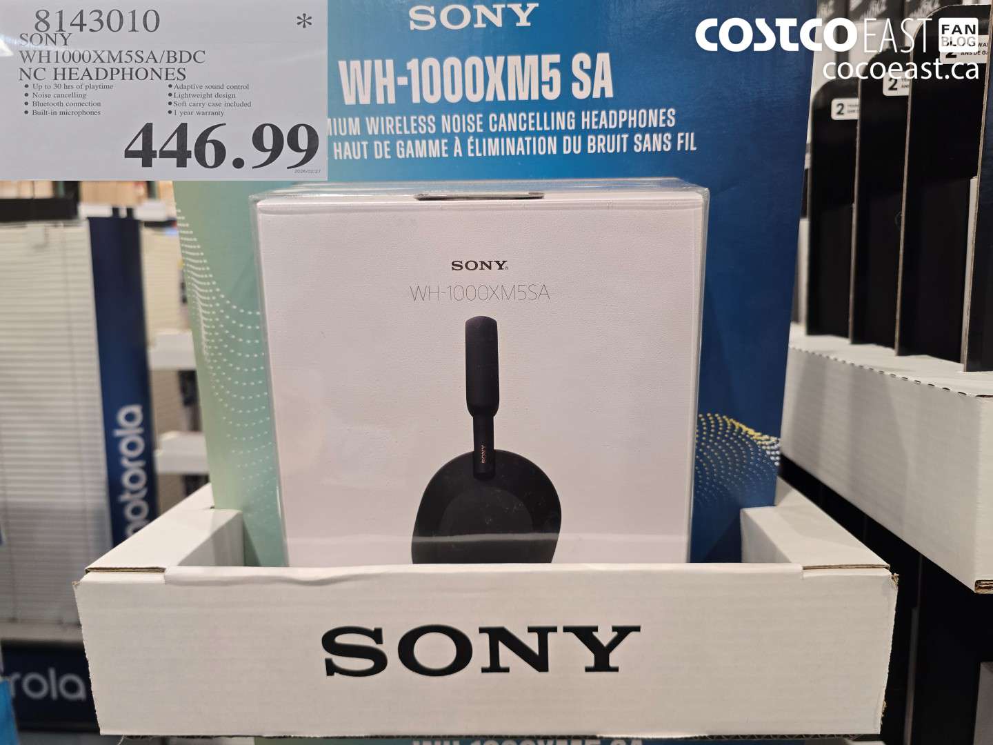 8143010 SONY WH1000XM5A/BDC NC HEADPHONES $446.99