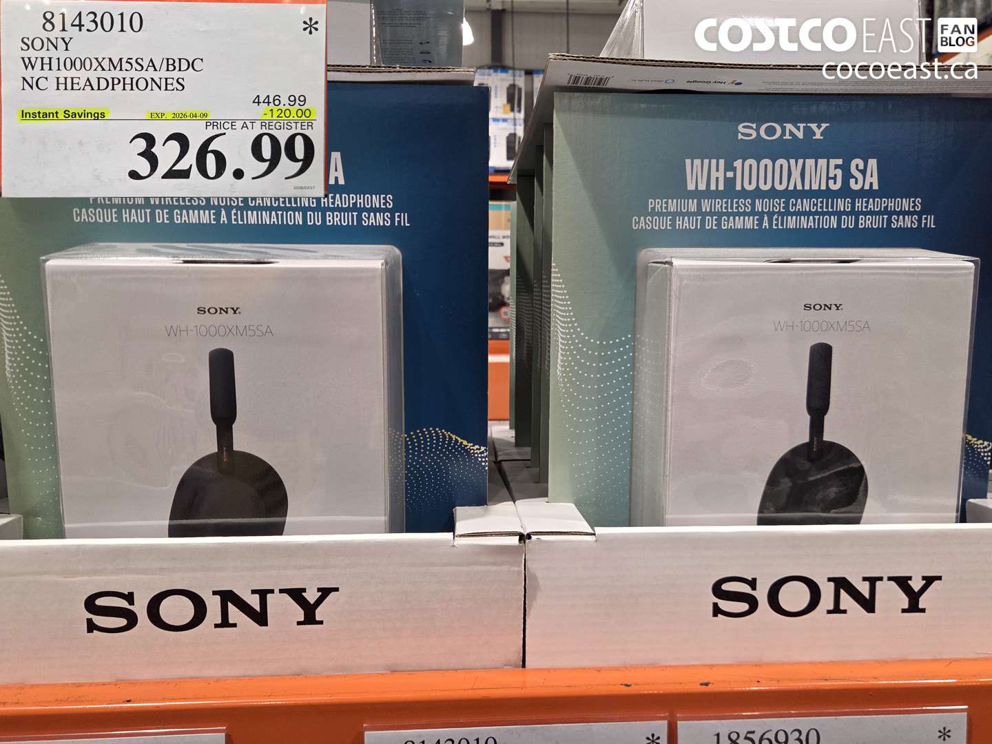 8143010 SONY WH1000XM5SA/BDC NC HEADPHONES ($120.00 INSTANT SAVINGS EXPIRES ON 2026-04-09) $326.99