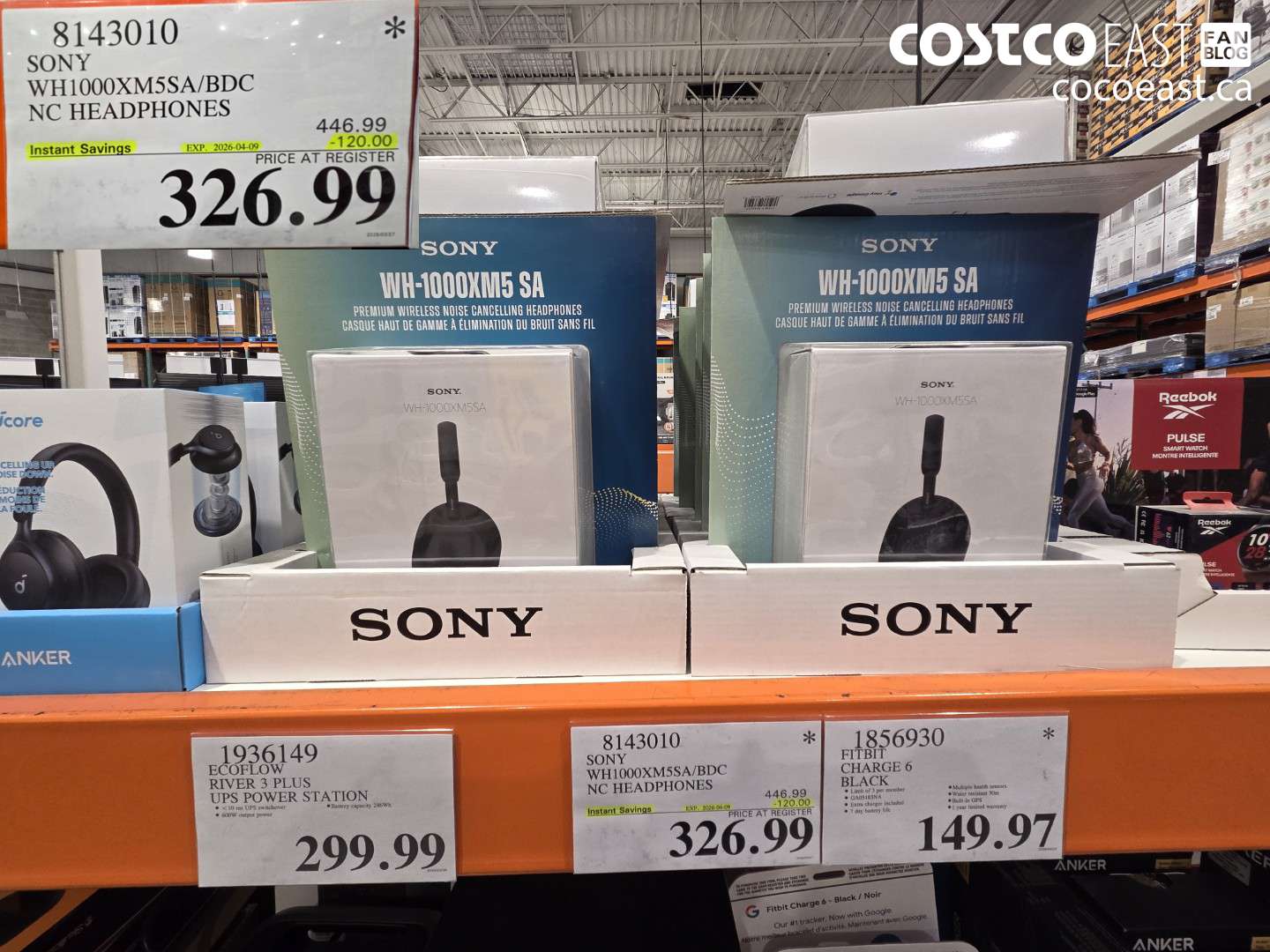 8143010 SONY WH1000XM5SA/BDC NC HEADPHONES ($120.00 INSTANT SAVINGS EXPIRES ON 2026-04-09) $326.99