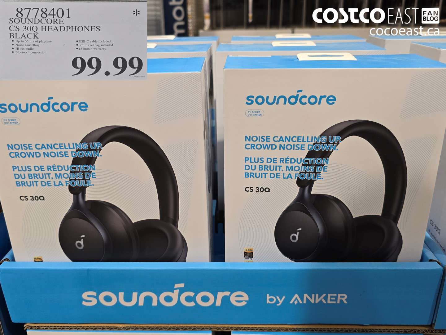 8778401 SOUNDCORE CS 30Q HEADPHONES BLACK $99.99